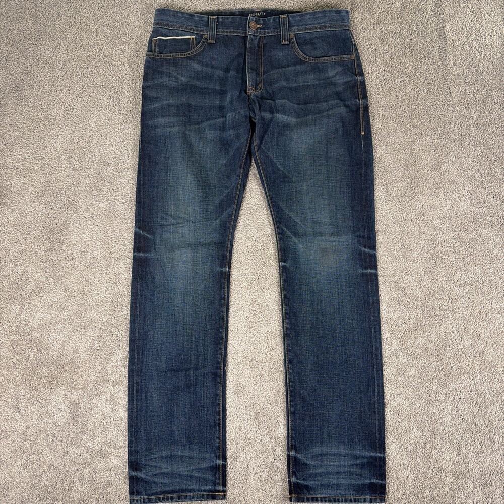 Fidelity Jeans Mens 34x34 Raw Denim Jimmy Selvedge Slim Straight Honeycomb Stack